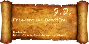 Friedenthal Demény névjegykártya